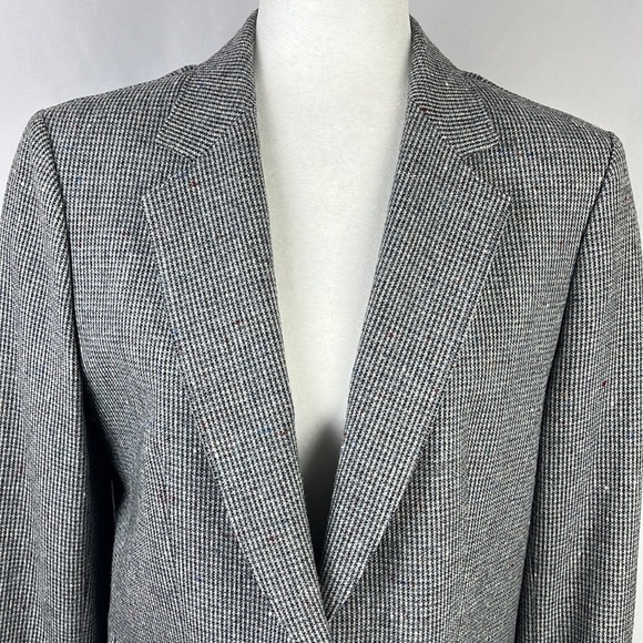 Pendleton Tweed 100% Pure Virgin Wool Grey Blazer Womens Old Money Academia - Picture 2 of 12